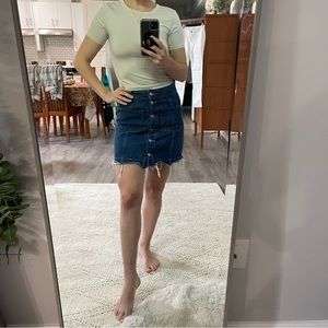 Denim Button Down Jeans Skirt